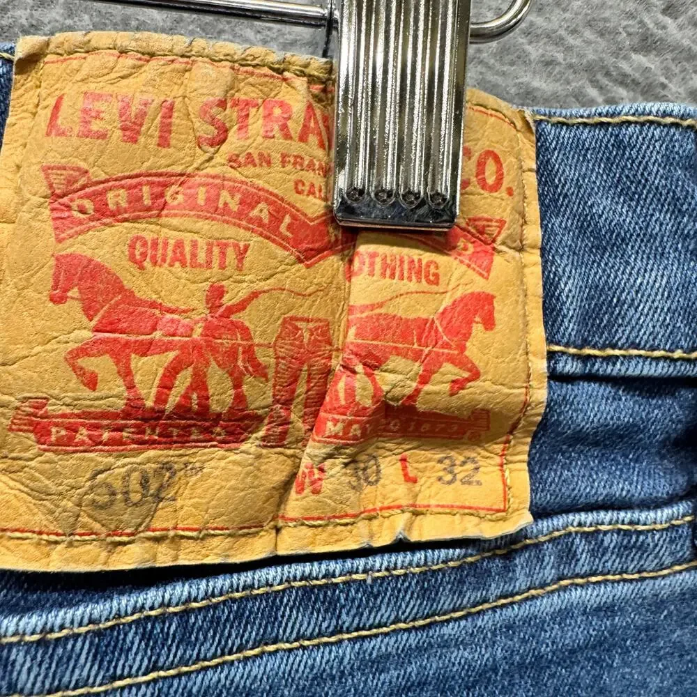 Levi's 502 Jeans Classic Taper Fit‎ Mens 30x32 (30x30 ACTUAL) Blue Denim Stretch